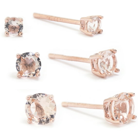 Marisol & Poppy Morganite CZ Studs Set in Sterling Silver for Women, Teen, Unisex
