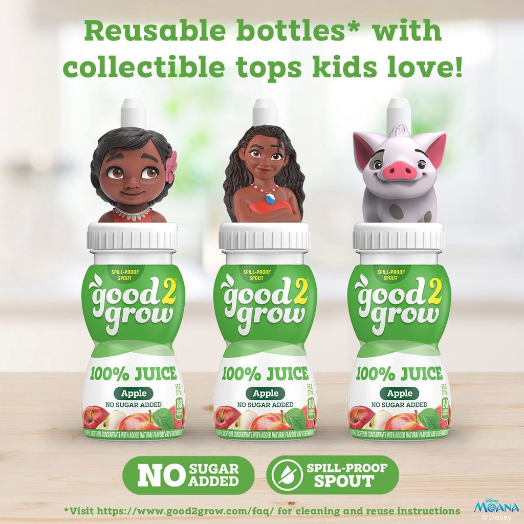 good2grow Disney Moana 100% Apple Juice Party Pack, 6 fl oz Bottles (Pack of 12)