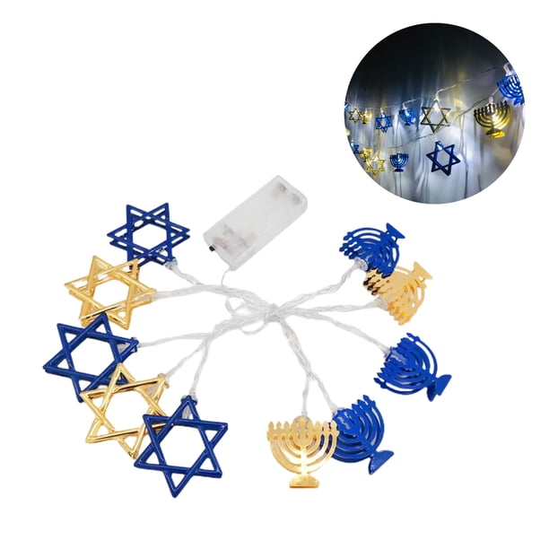 Cadena LED Hanukkah Cadena De Luces Luz De Hadas De Estrella Hexagonal 3 Metros 20 Luces LED De Decoración