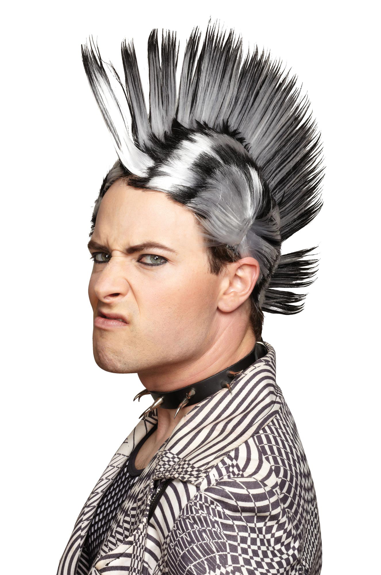 Punk Mohawk Mask Cosplay Costume Spiked Hair Rocker Metal 