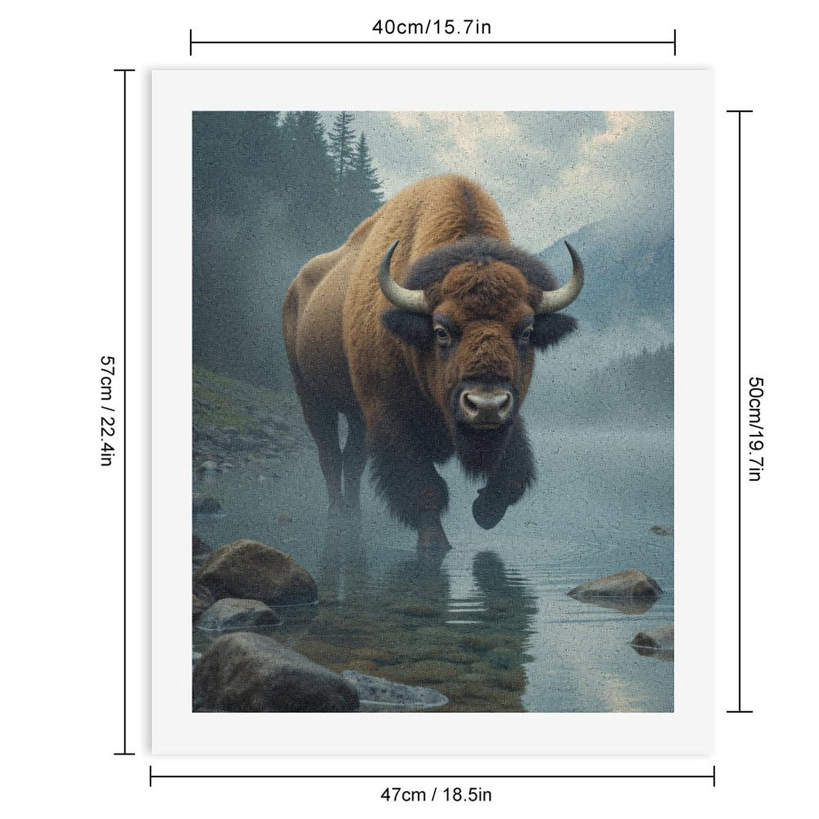 Paint by Numbers Kit for Adults, Misty Mountain Bison Reflection Paint by Numbers, Easy Paint by Numbers Kit for Adults Beginner, DIY Adult Paint by Number Kits on Canvas, Home Decor