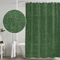 thumbnail image 5 of Dark Green Burlap Texture Shower Curtain, Waterproof Shower Curtains for Bathroom, Farmhouse Vintage Green Washable Fabric Bathtub Curtain Set Bath Decor with 12 Hooks 48"x72", 5 of 8