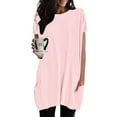 thumbnail image 2 of Holzkary Womens Tunic Tops for Leggings Summer Short Sleeve Casual Long T Shirts Fashion Oversized Crew Neck Tops with Pockets 2025 New Pink S, 2 of 6