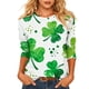 thumbnail image 2 of Xuyuer Women St Patricks Day Sweatshirts Lucky Clover Blouse Irish Shamrock Pullover 3/4 Sleeves Graphic Tops, 2 of 6