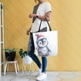 thumbnail image 6 of Open Top Canvas Tote Bag with Zipper Reusable Shopping Bag 13.5x15" Roomy Carryall Penguin Holding Candy Cane, 6 of 9