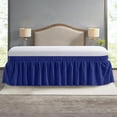thumbnail image 4 of NEWEEN Wrap Around Bed Skirts for King Beds 15 Inches Drop, Navy Elastic Dust Ruffles Easy Fit Wrinkle & Fade Resistant Silky Luxurious Fabric Solid Machine Washable, 4 of 8
