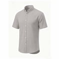 thumbnail image 4 of Maqroz Mens Fashion Tops Casual Short Sleeve Button Down Shirt Crinkle Texture Lightweight Vacation Holiday Resort Wear Essential, 4 of 7