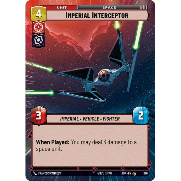 Star Wars: Unlimited Spark of Rebellion Common Imperial Interceptor #396 (Hyperspace)