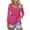 Hot Pink, variant on Women 3/4 Sleeve V Neck Shirts Knotted Cold Shoulder Tunic Tops Solid Color Comfy Fall Summer Tees Tshirts (S, Hot Pink)