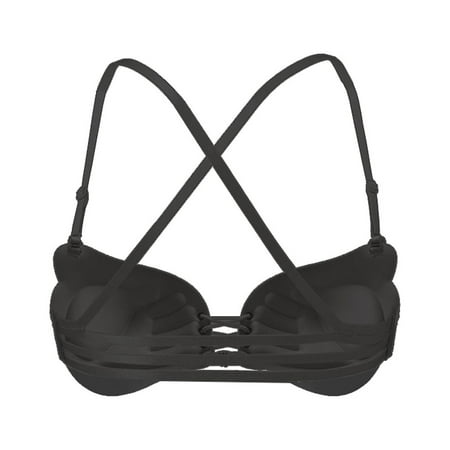 MLINS Drawstring Push up Smooth Adjustable Bra Backless Bra Women Underwear Lingerie A Cup (Black)