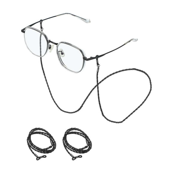 Uxcell 3 Pcs Leather Eyeglass Strap, Eyeglass Chain for Women and Men, Elegant Sunglasses Lanyards Holder Anti-lost Glass String Eye Glass Holders Around Neck, Black