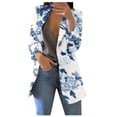 thumbnail image 1 of Sacos y Chaquetas de traje Cárdigan estampado con botones y bolsillos para mujer, traje Formal, de manga larga, chaqueta de oficina de negocios, abrigo, blusa,blazer moda（Azul， S), 1 of 4