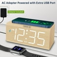 thumbnail image 5 of LIZZ DreamSky Wooden Digital Alarm Clock with Wireless Charging for Bedroom, Bedside Nightstand Clock with Charger Station, USB Port, Large Numbers, Adjustable Volume, Brightness Dimmer, DST, 5 of 7