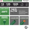 thumbnail image 2 of 2 Paquets de Rallonges Vertes de 20 Pi avec 3 Broches - 16/3 SJTW Résistantes aux Intempéries et à l'Eau pour Extérieur, 2 of 5