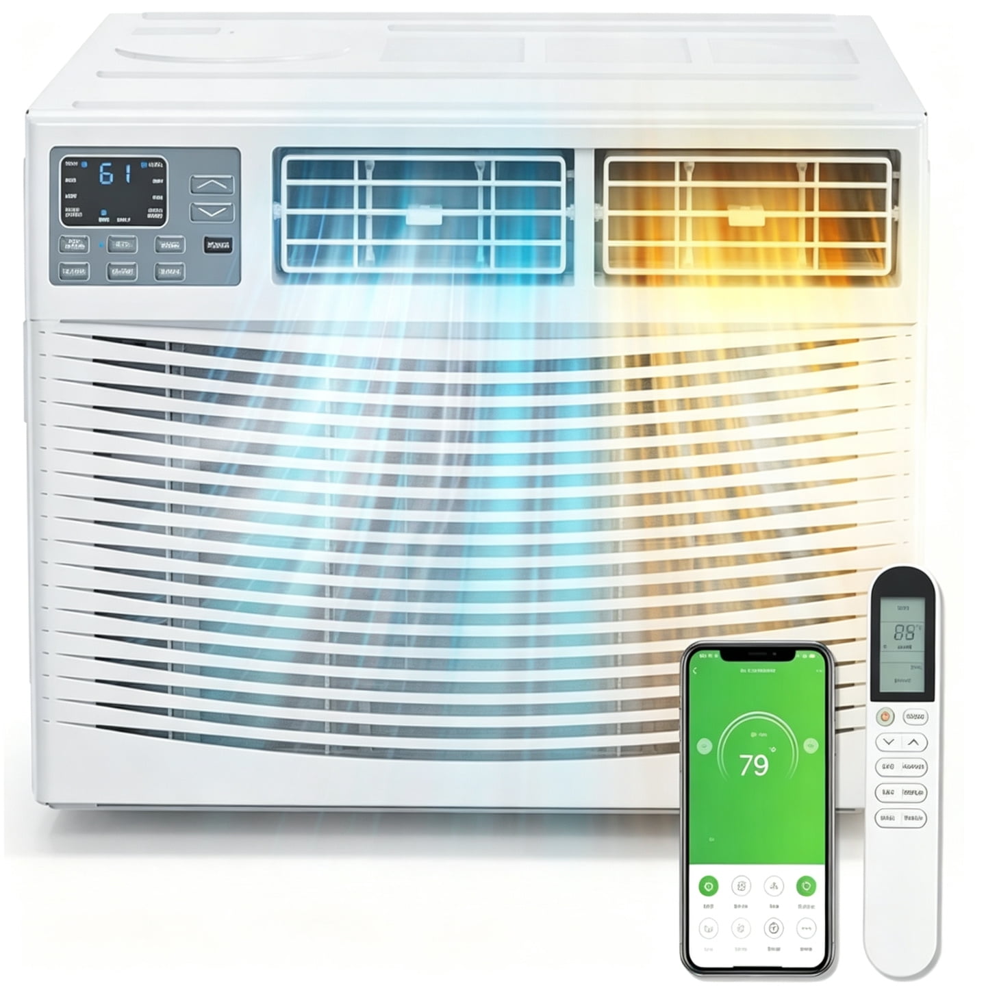 Ktaxon 18000 BTU Air Conditioner Window Unit with Heat, 4-in-1 Window AC Unit Cooler, Heater, Dehumidifier & Fan with Timer, Remote Control & Installation Kit for Rooms up to 1000 Sq. Ft