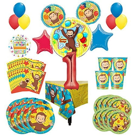 Curious George Party Supplies 8 Guest Kit 1st Birthday Balloon