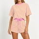 thumbnail image 1 of Neewe Lounge Sets for Women Round Neck Striped Short Sleeves Tops and Elastic Drawstring Shorts 2 Piece Sets Oversized Daily Outfits 2026, 1 of 6