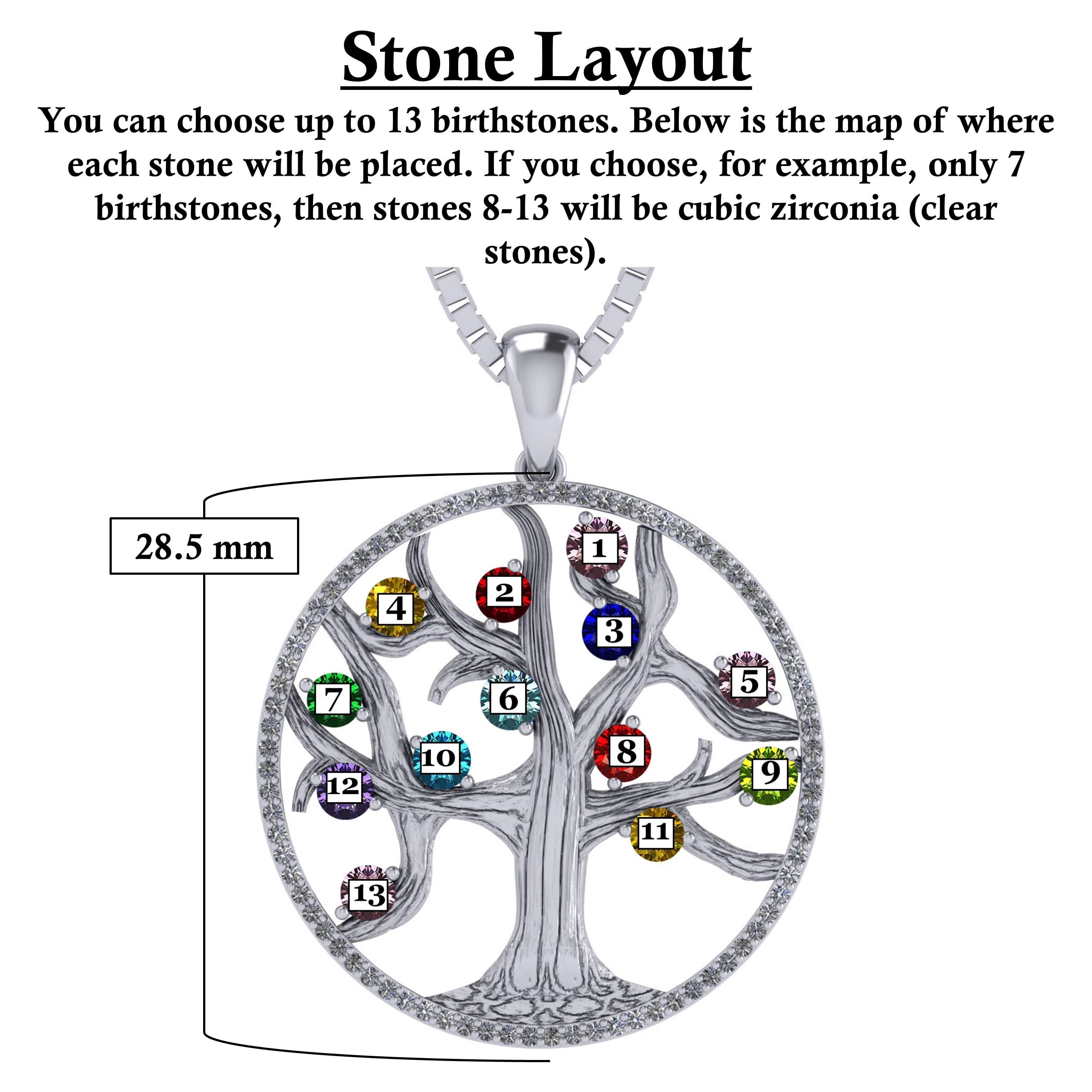 Nana Mothers Tree of Life Birthstone Necklace & CZ Bezel Female Adult in - 10k- White Gold - Stone 3