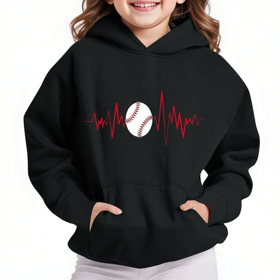 JUSLIO Girls Hoodies Fall/Winter Solid Color Hooded Sweatshirt Casual Athletic Long Sleeve Tops Sweatshirts Black(4 Years）