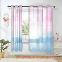 Yayeee Window Curtains Set of 2 for Living Room Light Filtering 63"x52", Light Pink Stripes