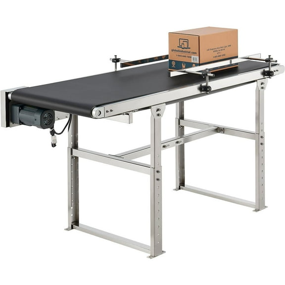 Global Industrial 5'L Electric Belt Conveyor, 23"W Belt, 27-1/2"H to 39-1/2"H, 100 lb Capacity