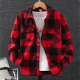 thumbnail image 2 of TOWED22 Boys Flannel Shirt Toddler Buffalo Plaid Shirt Long Sleeve Button Down Shirts Kids Casual Tops,Red,13-14 Y, 2 of 5