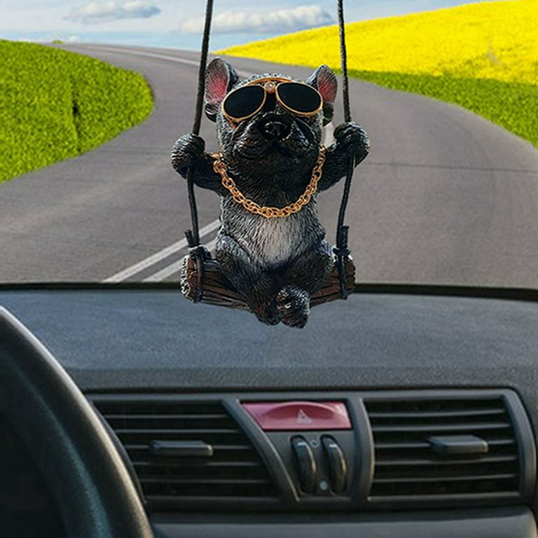 French Bulldog Car Decor Rear View Mirror Hanging Accessories, Swinging  Puppy with Sunglasses Cool Car Accessories, Dog Car Decorations Frenchie  Gifts