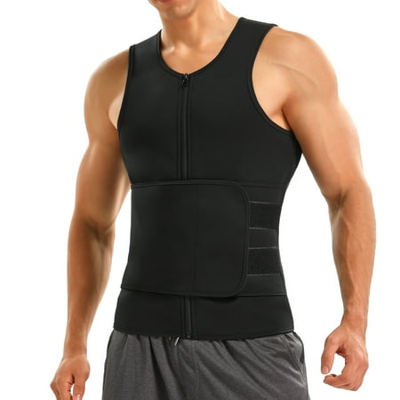 

Irisnaya 2 in 1 Sweat Sauna Vest for Men Workout Waist Trainer for Loss Weight Zipper Neoprene Sauna Suit Fajas Para Hombres Slimming Vest(Black 3X-Large)