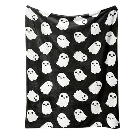 

HAXIHA Halloween Pumpkin GhostSkull Bat BlackCat Printed Flannel Cover Blanket（200*150 Cm/79*59 In）