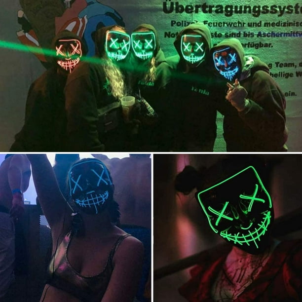 Masque lumineux d'Halloween Masque effrayant LED Light Up Mask Collocation  3 Styles Masque facial d'Halloween 