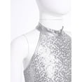 thumbnail image 5 of iiniim Girl's Glitter Sequins Jazz Ballet Hip Hop Tank Top Sleeveless Halter Neck Vest Dancewear A Silver 12, 5 of 7