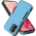 thumbnail image 3 of Designed for Motorola Moto G Stylus 5G 2024 Hybrid lined shockproof dual layer Rugged 2in1 Hard PC & Silicone TPU Non Slip Textured Tough Phone Case Cover [Sky Blue], 3 of 11