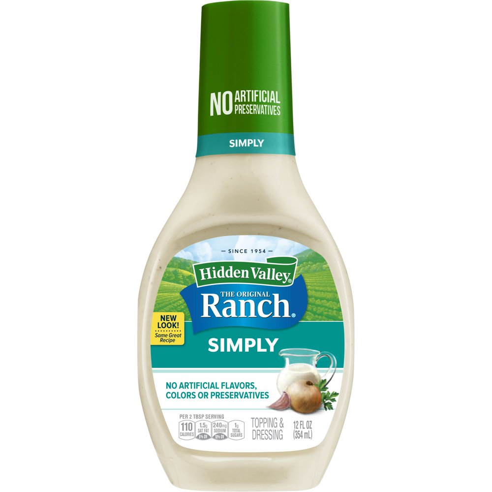 Hidden Valley Simply Ranch Classic Ranch Salad Dressing & Topping, Gluten Free 12 oz Bottle