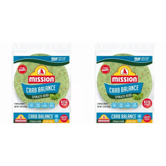 Mission Taco Size Soft Carb Balance Spinach & Herb Flour Tortillas - 12oz/8ct pack of 2