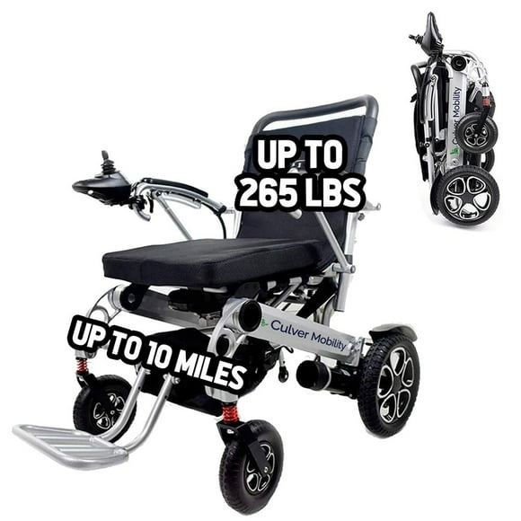 CULVER MOBILITY- FORCE Premium Lightweight 55lbs Electric Wheelchairs, 265lbs Max Load - 500W - 10miles - Fold & Travel