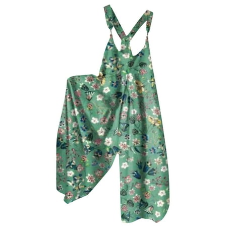 

Women s Retro Printede Tank Jumpsuit Summer Sleeveless Strap Floral Printed Spaghetti High Waist Wide Leg Jumpsuit Rompers