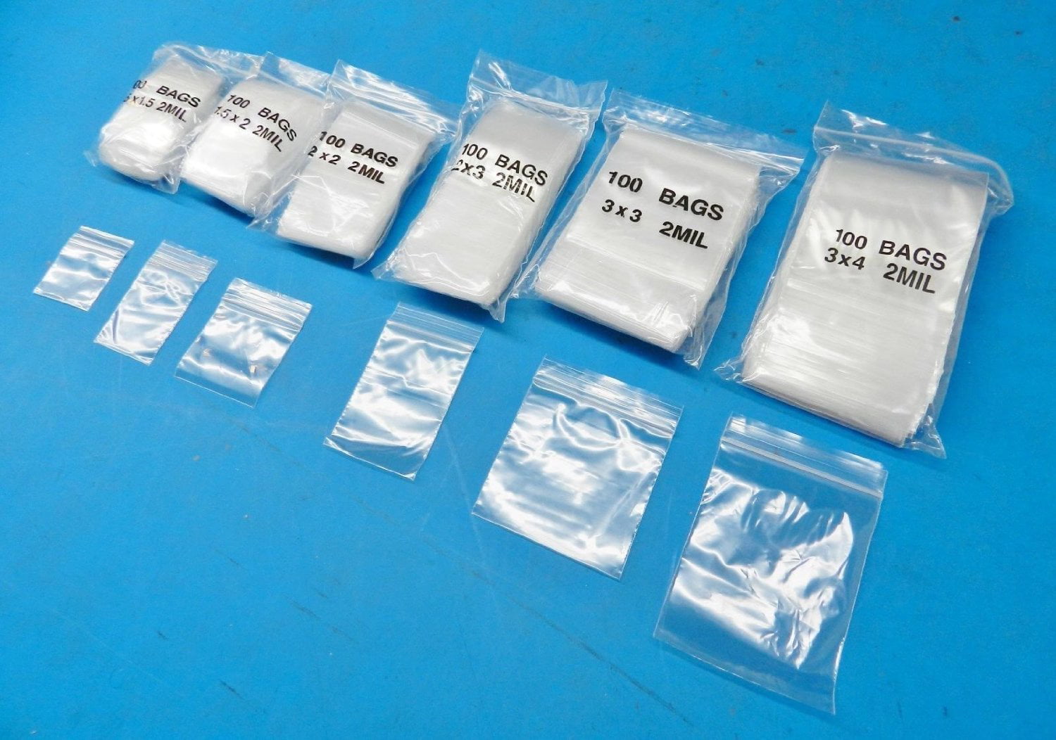 100 1-1/2 x 2 ziplock bags small clear 2mil reclosable baggies 1.5x2 mini bags 