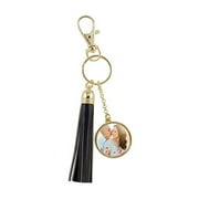 Black Tassel Photo Keychain, Gold Color