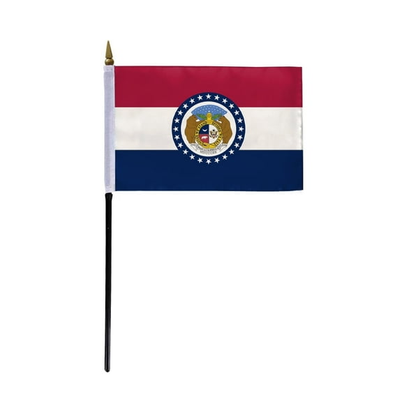 A.G.A.S Missouri Stick Flag, 4x6 Inch, Printed Polyester, State of Missouri Small Flag on Stick