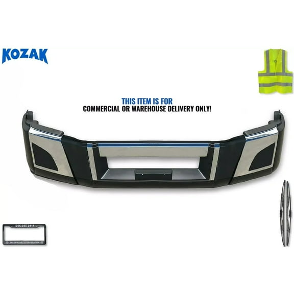 Bumper Plastic Set without Fog Light Holes and Chrome Trim Set Compatible with Volvo VNL 2018 
