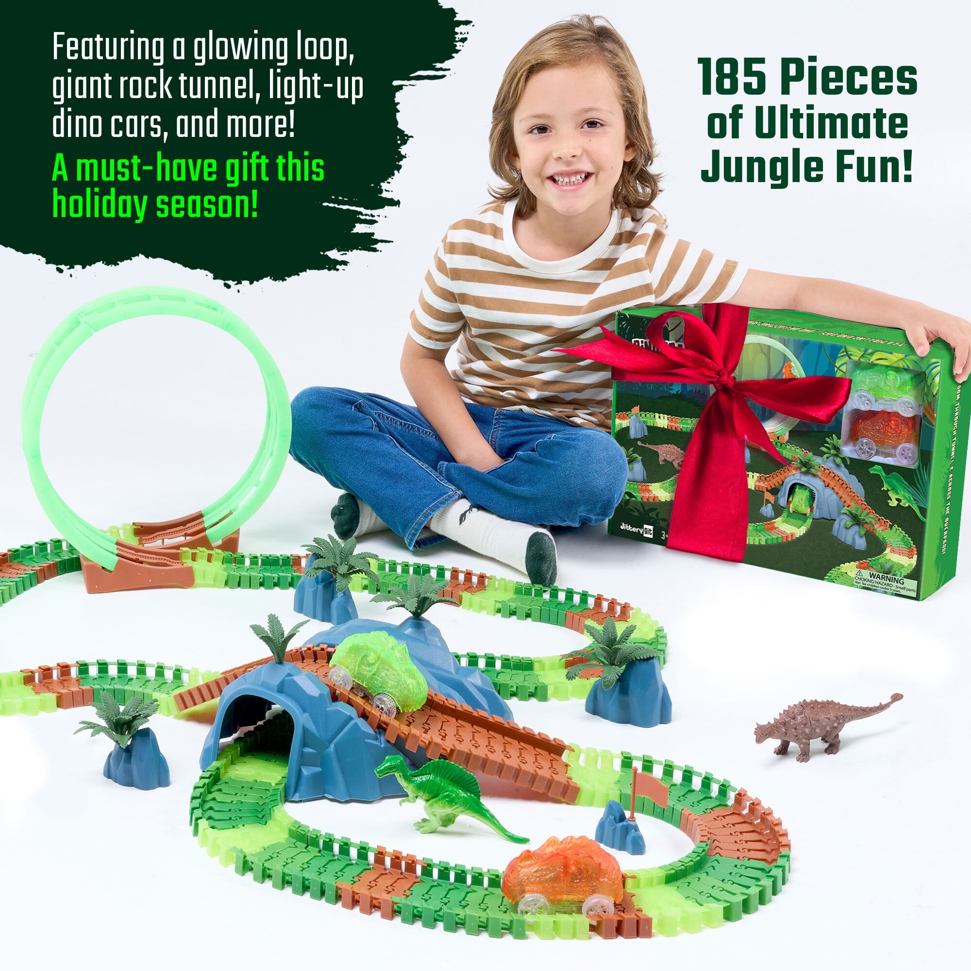 JitteryGit Dinosaur Toy Track for Boys and Girls STEM Toy Activities