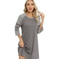 thumbnail image 2 of EFINNY Women's 3/4 Sleeve Nightgowns Contrast Color Nightdress Round Neck Nightshirt Comfy Cotton Sleepshirt S-3XL, 2 of 8