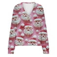 thumbnail image 5 of ICHUANYI Women's Christmas Button Solid Knit Sweater V Neck Christmas Print Cardigan Long Sleeve Coat, 5 of 5