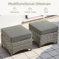 thumbnail image 4 of Ovios Outdoor Patio Ottoman with Cushion Wicker Coffee Table Extra Seat for Garden, Backyard, Porch, or Balcony, 4 of 6
