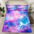 thumbnail image 2 of Homewish Universe Galaxy 3pcs Twin Sheet Sets for Female Men Teens,Starry Sky Twin Fitted Sheet,Gradient Ombre Cosmos Breathable Flat Sheet,Lightweight Room Decor, 2 of 7