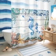 thumbnail image 5 of No Hook Shower Curtain, Seahorse Coastal Shower Curtains for Bathroom with See Through Top Window, Summer Nautical Starfish Coral Grey Wooden Waterproof & Washable Bath Curtain 66"x72", 5 of 9