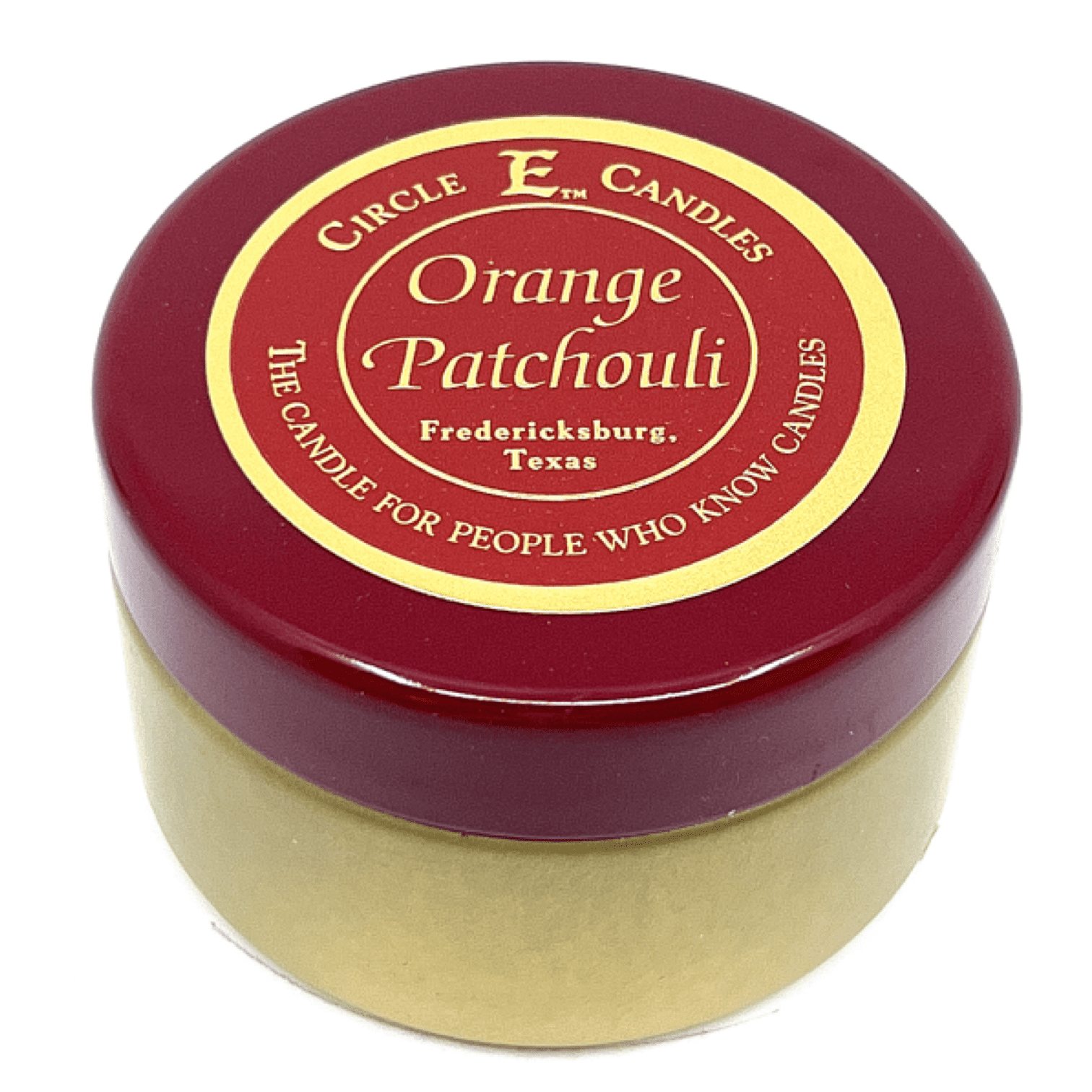 Circle E Candles, Orange Patchouli Scent, Extra Small Size Travel Tin