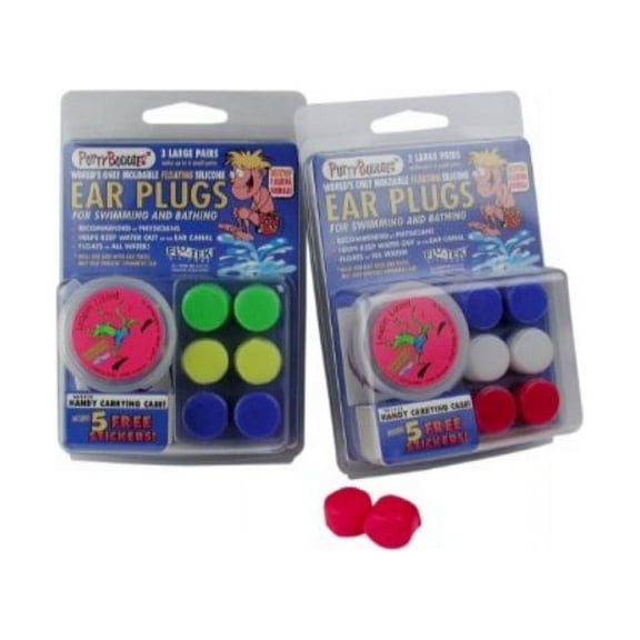 2 pack!!! 6 pair putty buddies waterblock swimming ear plugs - qty.2 3packs included - yellow, green, blue color ear plugs