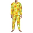 thumbnail image 3 of Lsque Sunflowers2 Pattern Long Sleeve Pajama Set for Men - Soft 2-Piece Sleepwear and Loungewear Set with Pockets, Comfy Nightwear-Small, 3 of 7