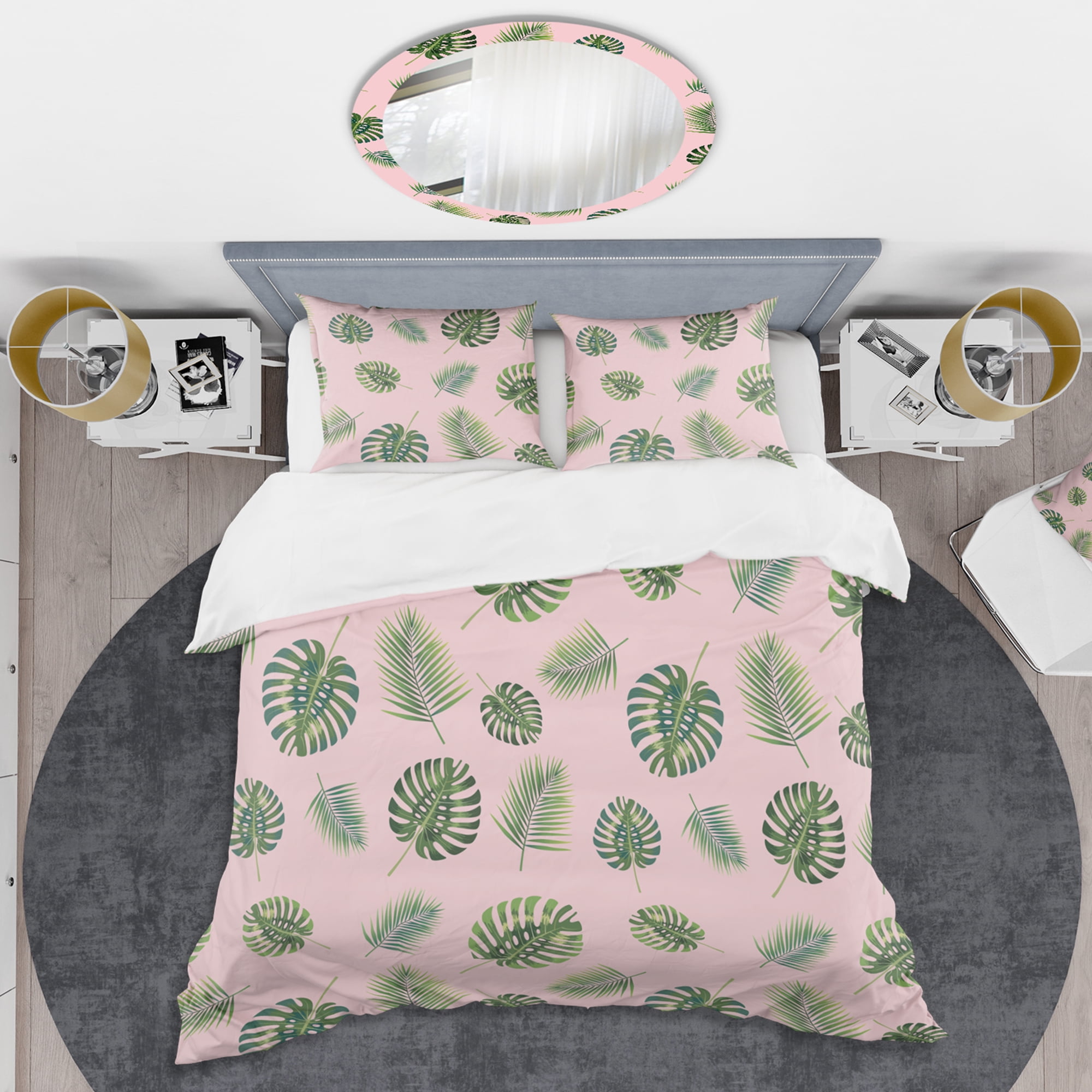 Designart 'Palm Tropical leaves pattern.' Mid-Century Modern Duvet Cover Set